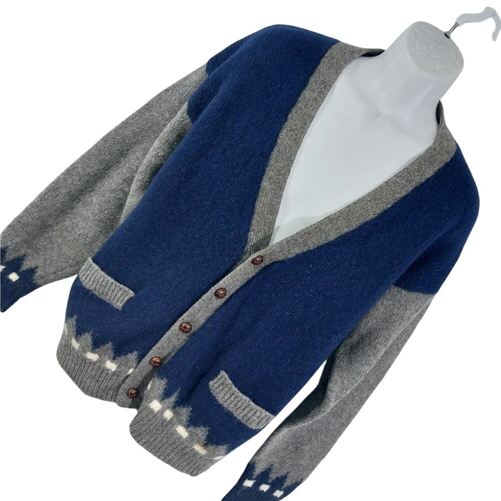 THE GAP! FAB RETRO STYLE GRAY & BLUE WOOL BLEND, VARSITY/LETTER SWEATER! SZ L